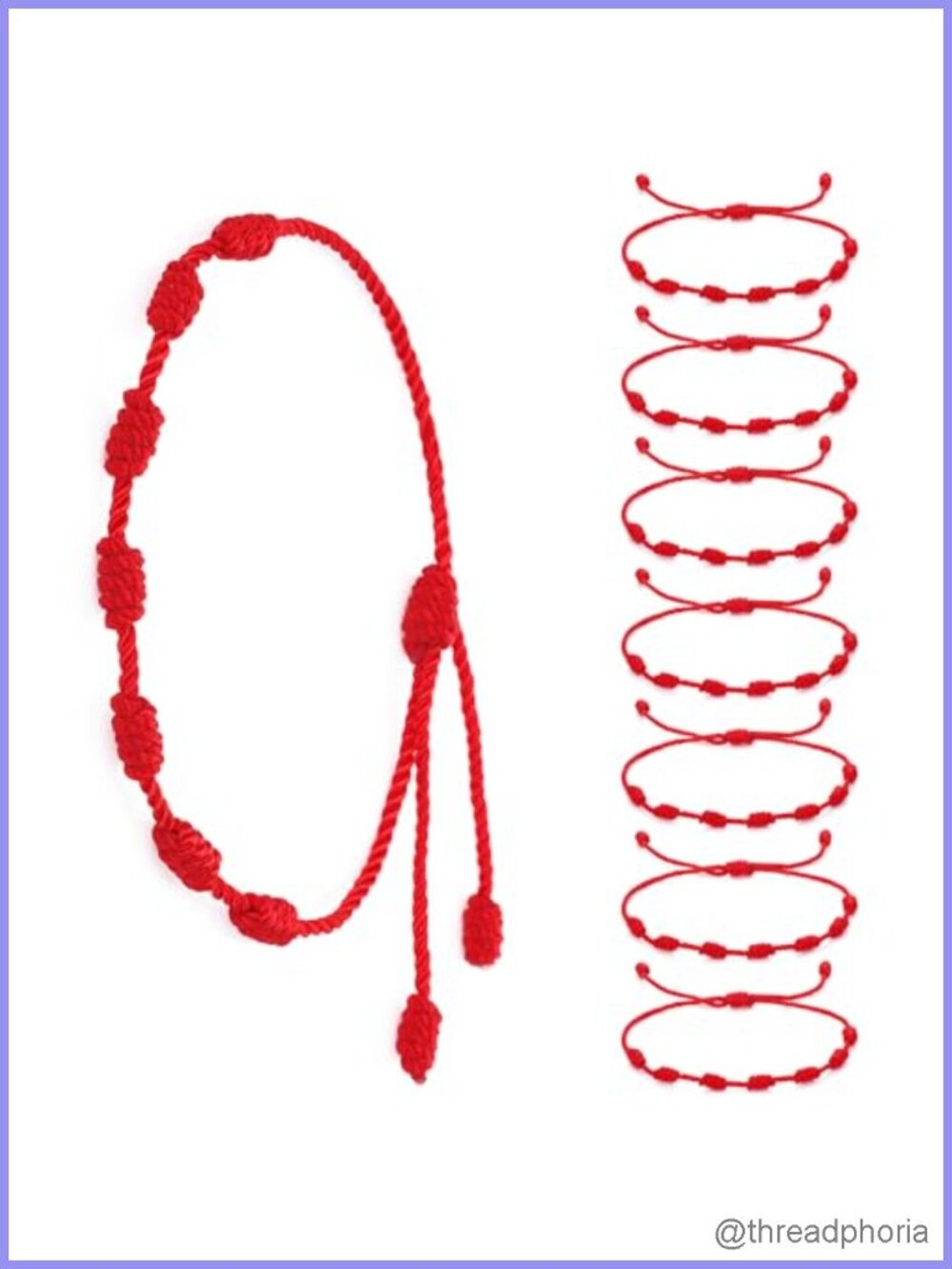 8 Pcs Red String Bracelet Set, 7 Knot Good Luck Bracelets, Adjustable